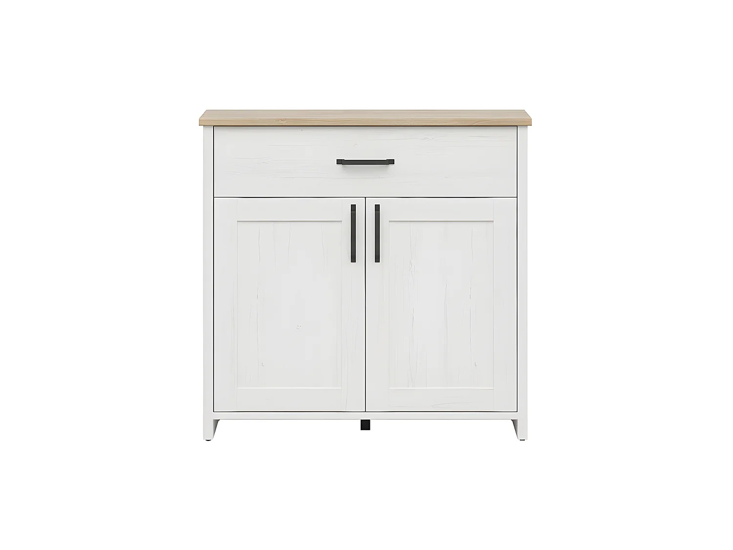 Buffet 2 portes 1 tiroir Aksel Blanc et Bois