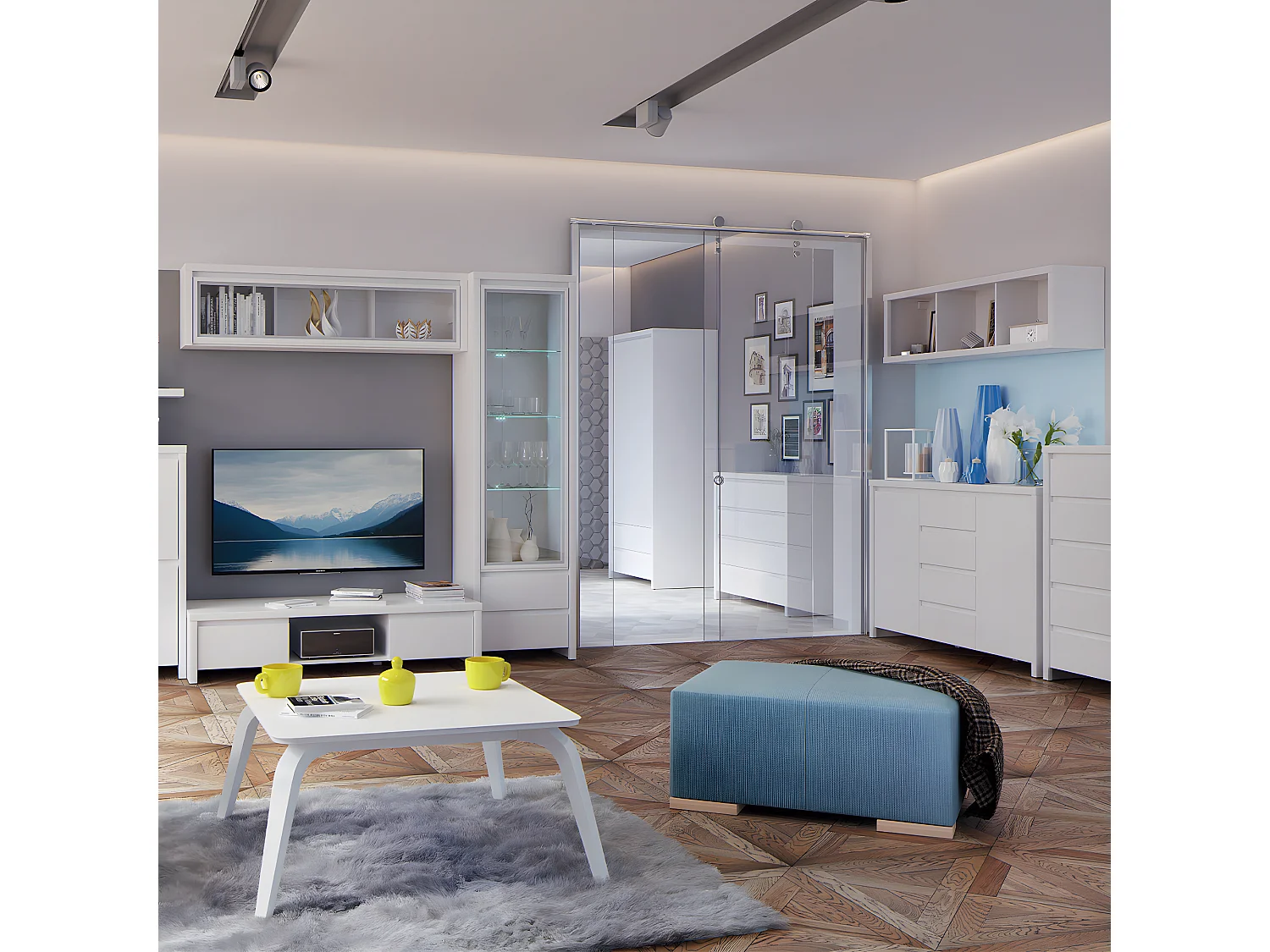 Buffet 2 portes 4 tiroirs Soren Blanc