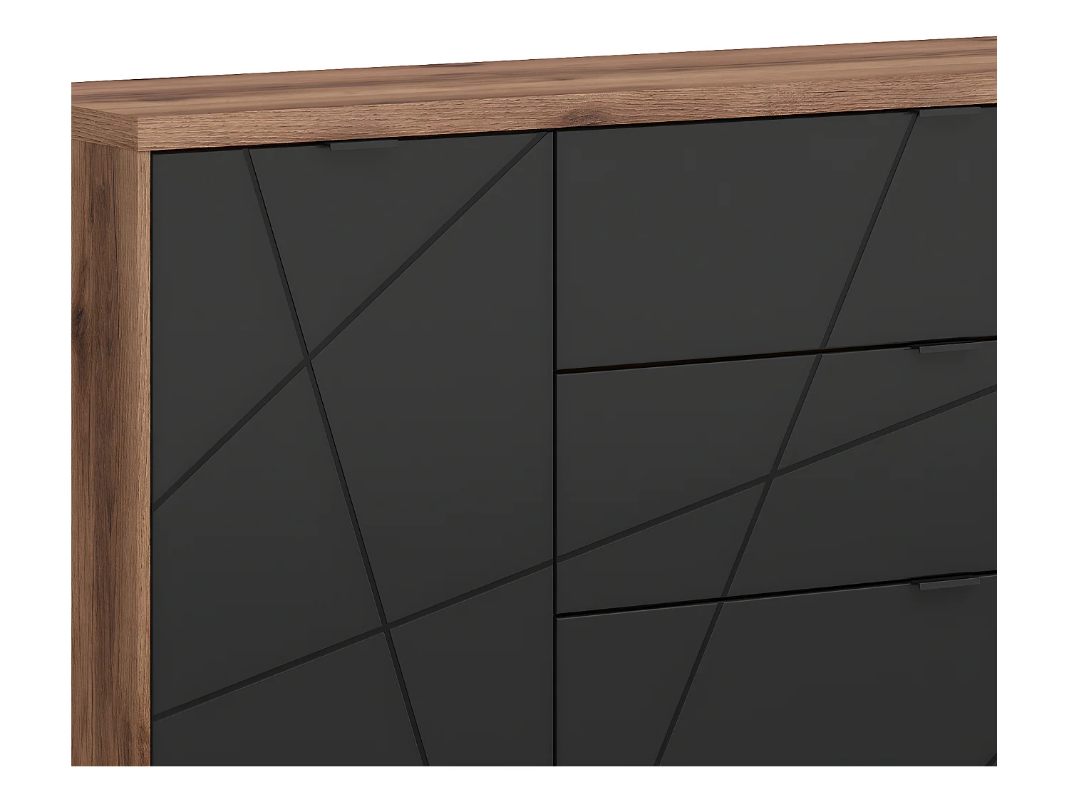 Buffet 3 tiroirs 1 porte Sven Noir et Bois