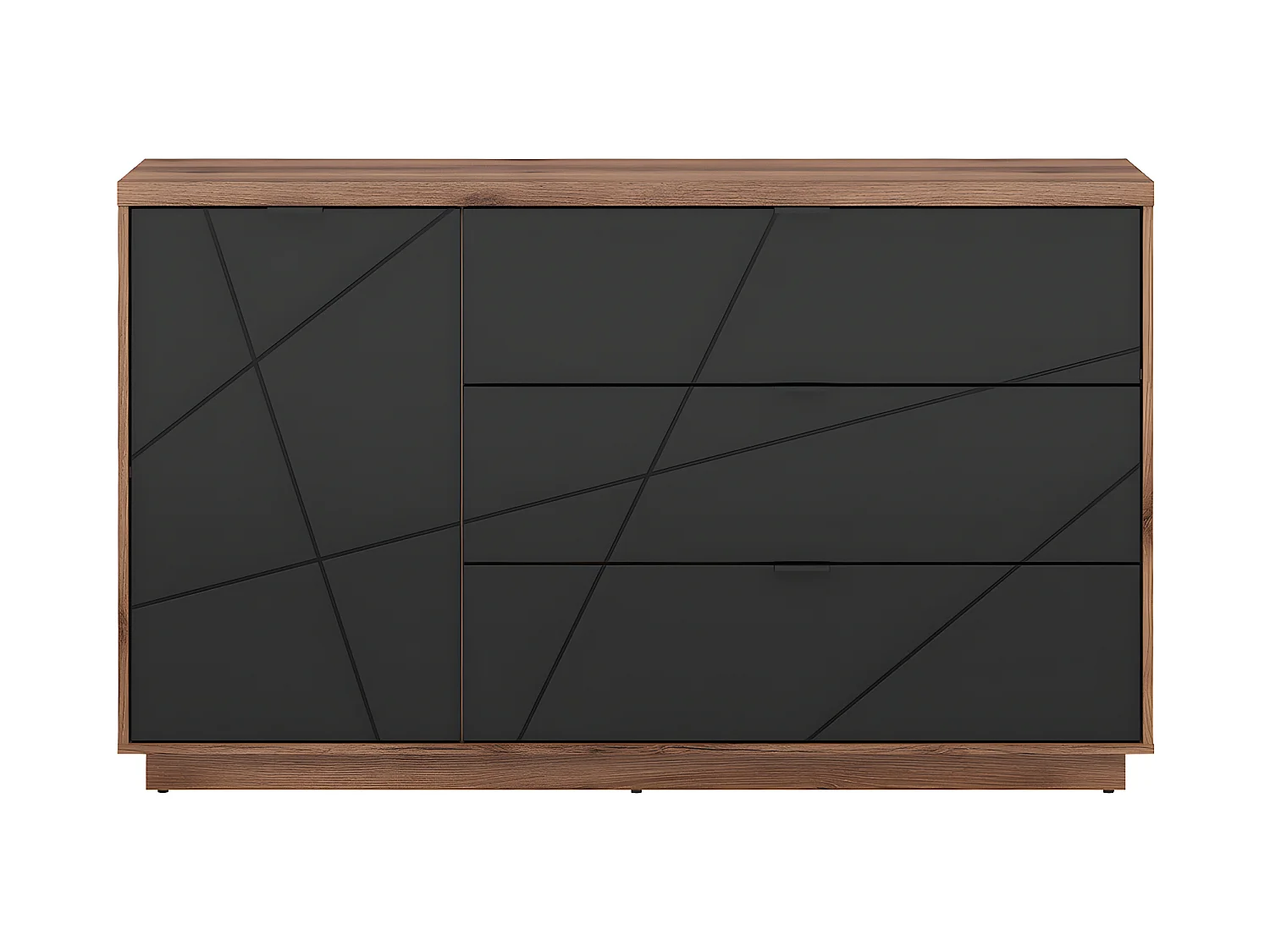 Buffet 1 anta 3 cassetti Sven nero e marrone 93cm