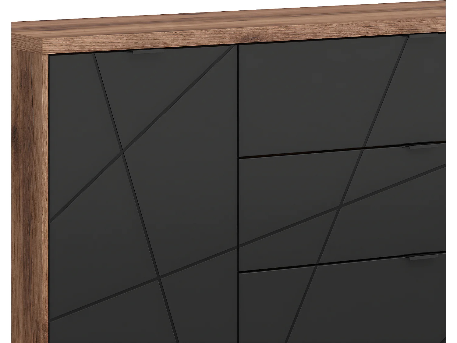 Buffet 1 anta 3 cassetti Sven nero e marrone 93cm