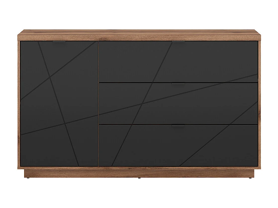 Buffet 3 tiroirs 1 porte Sven Noir et Bois