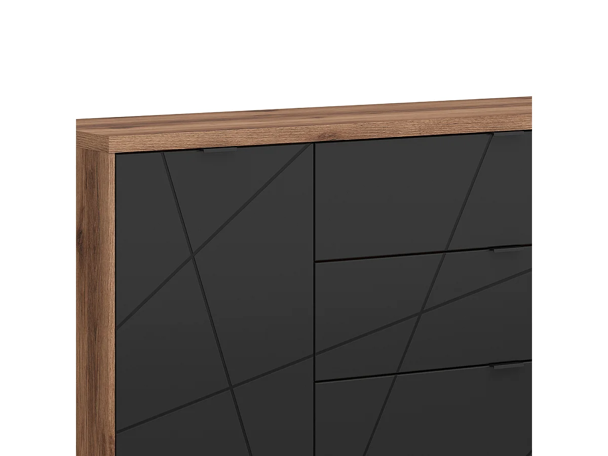 Buffet 3 tiroirs 1 porte Sven Noir et Bois