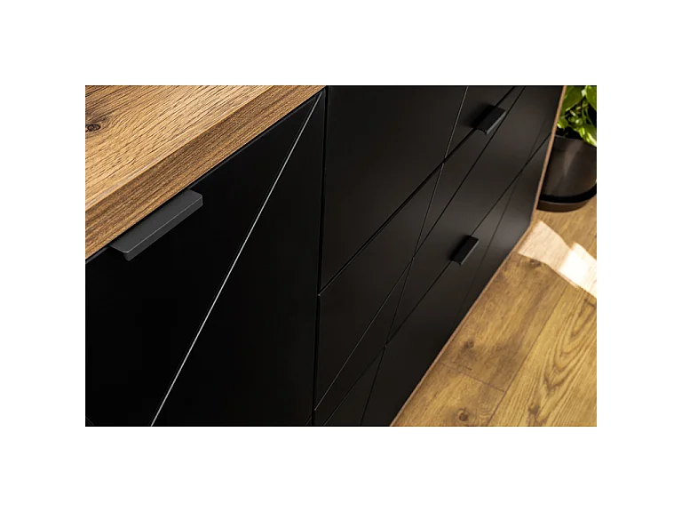 Buffet 3 tiroirs 1 porte Sven Noir et Bois