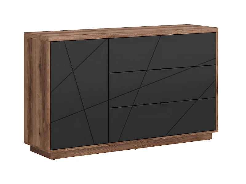 Sven Zwart en Hout 3-lades 1-deurs dressoir