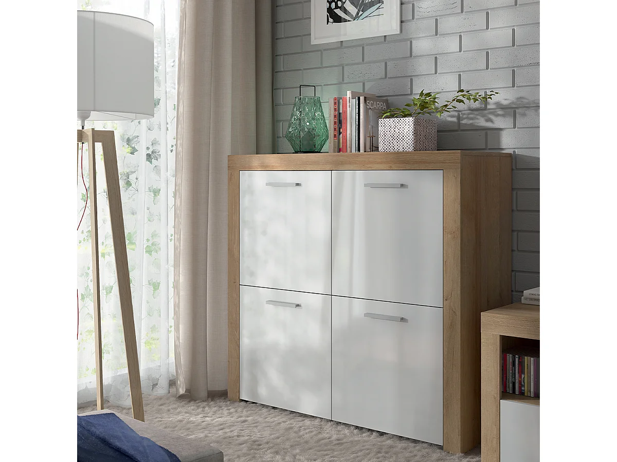 Buffet 4 ante Nora bianco e marrone 99cm