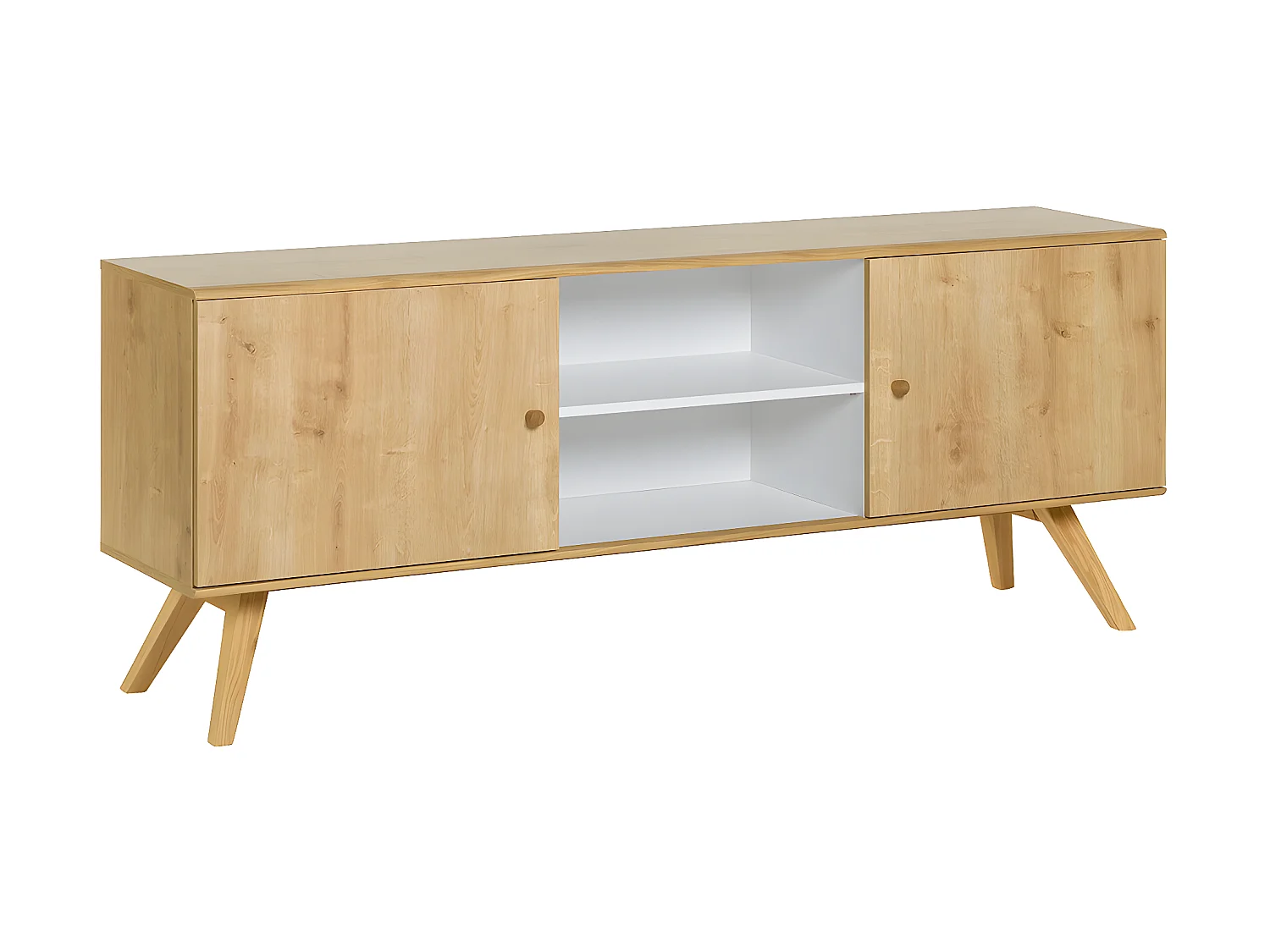 Buffet long et bas 2 portes Nature Bois