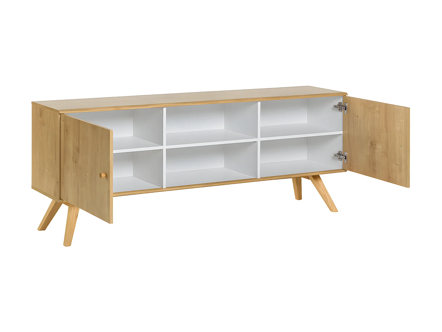 Buffet long et bas 2 portes Nature Bois