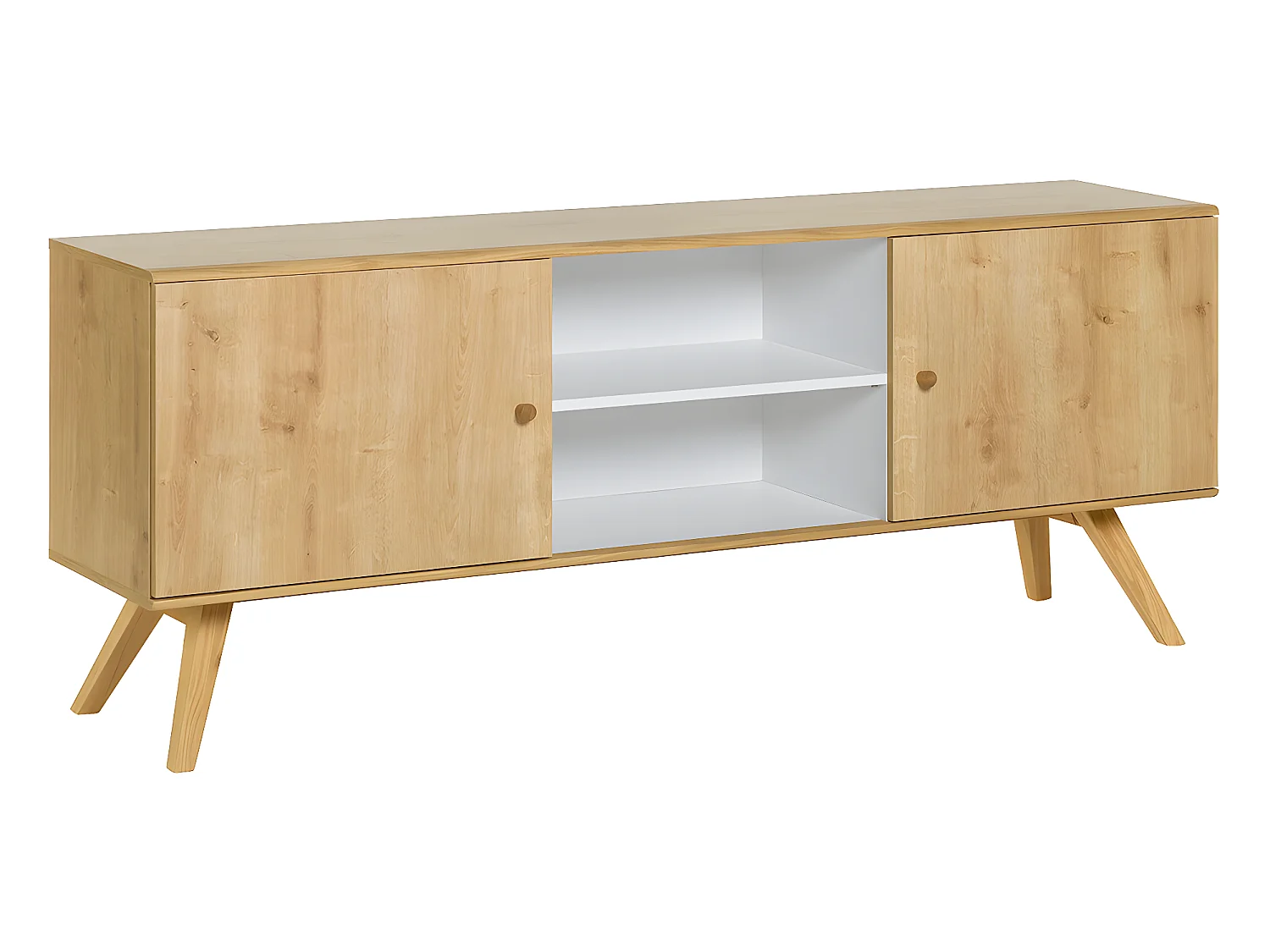 Buffet long et bas 2 portes Nature Bois