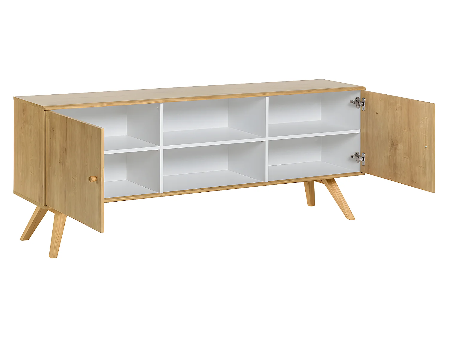 Buffet long et bas 2 portes Nature Bois