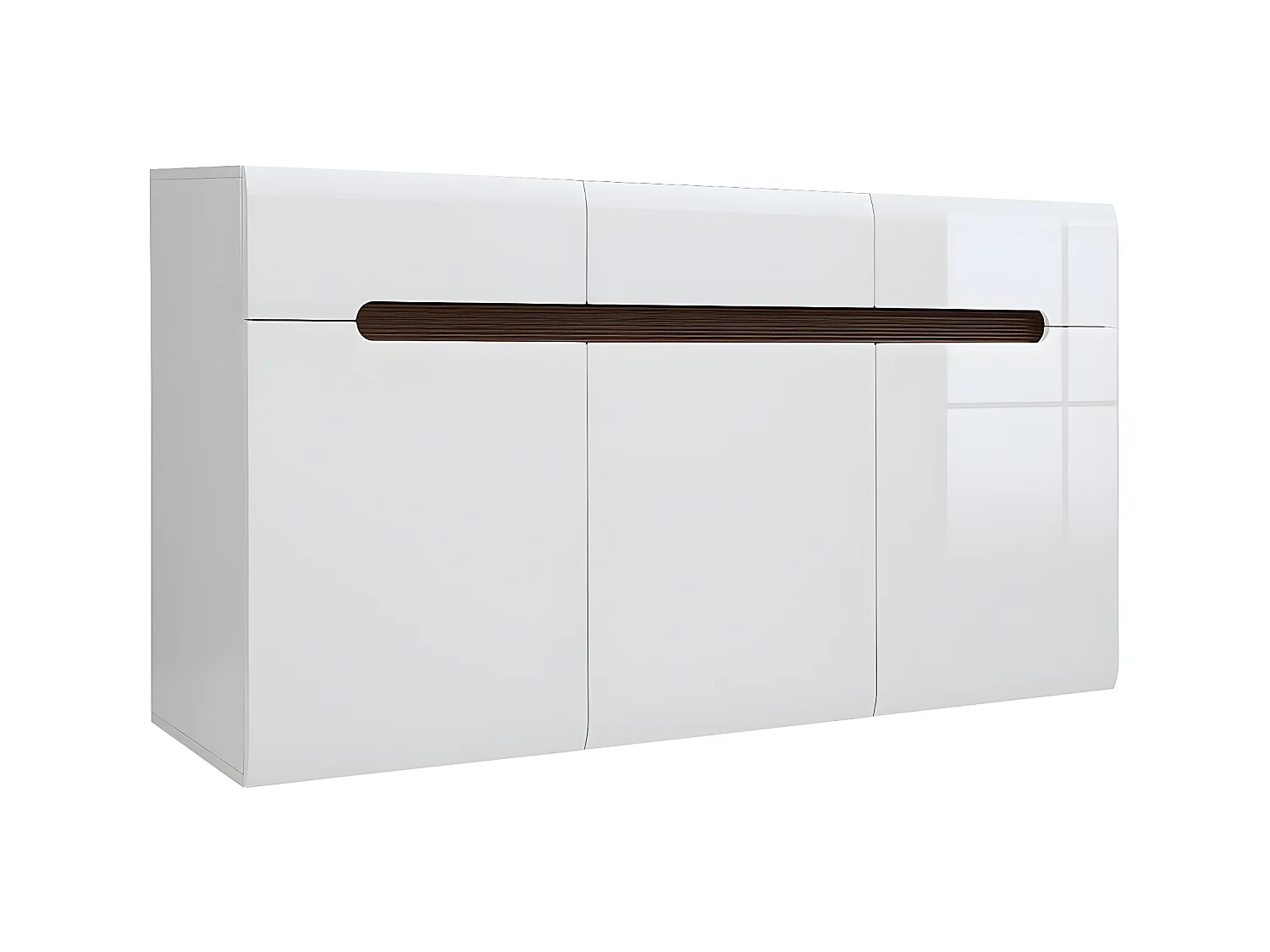 Buffet 3 portes 3 tiroirs Darrel Blanc laqué et Bois