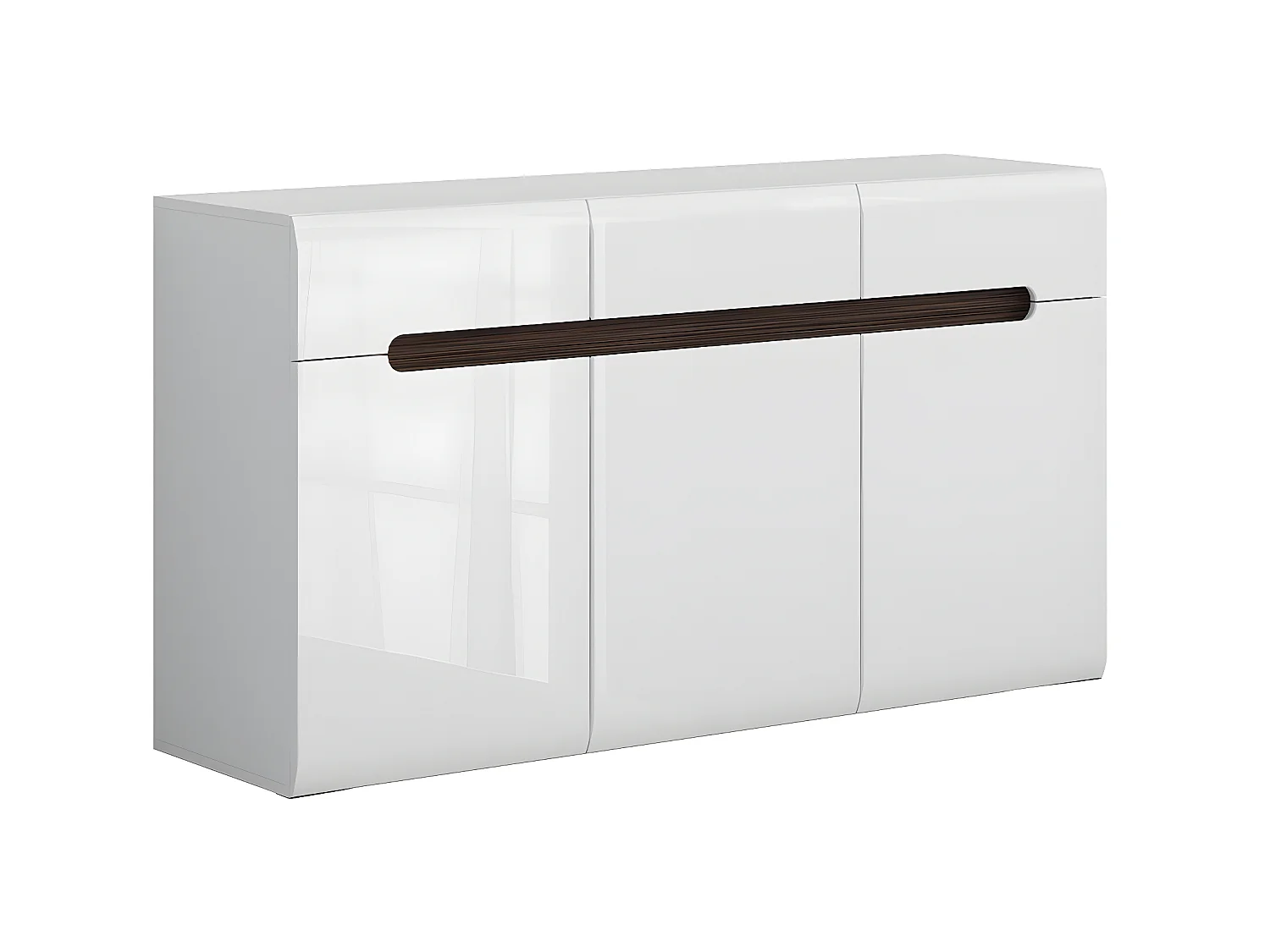 Buffet 3 portes 3 tiroirs Darrel Blanc laqué et Bois