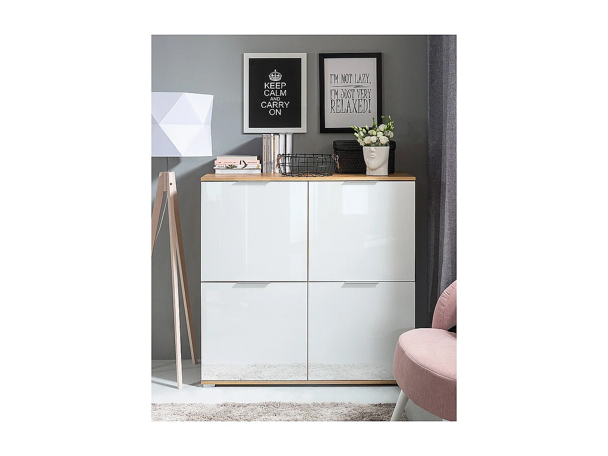 Selma Wit en Hout 4-deurs dressoir