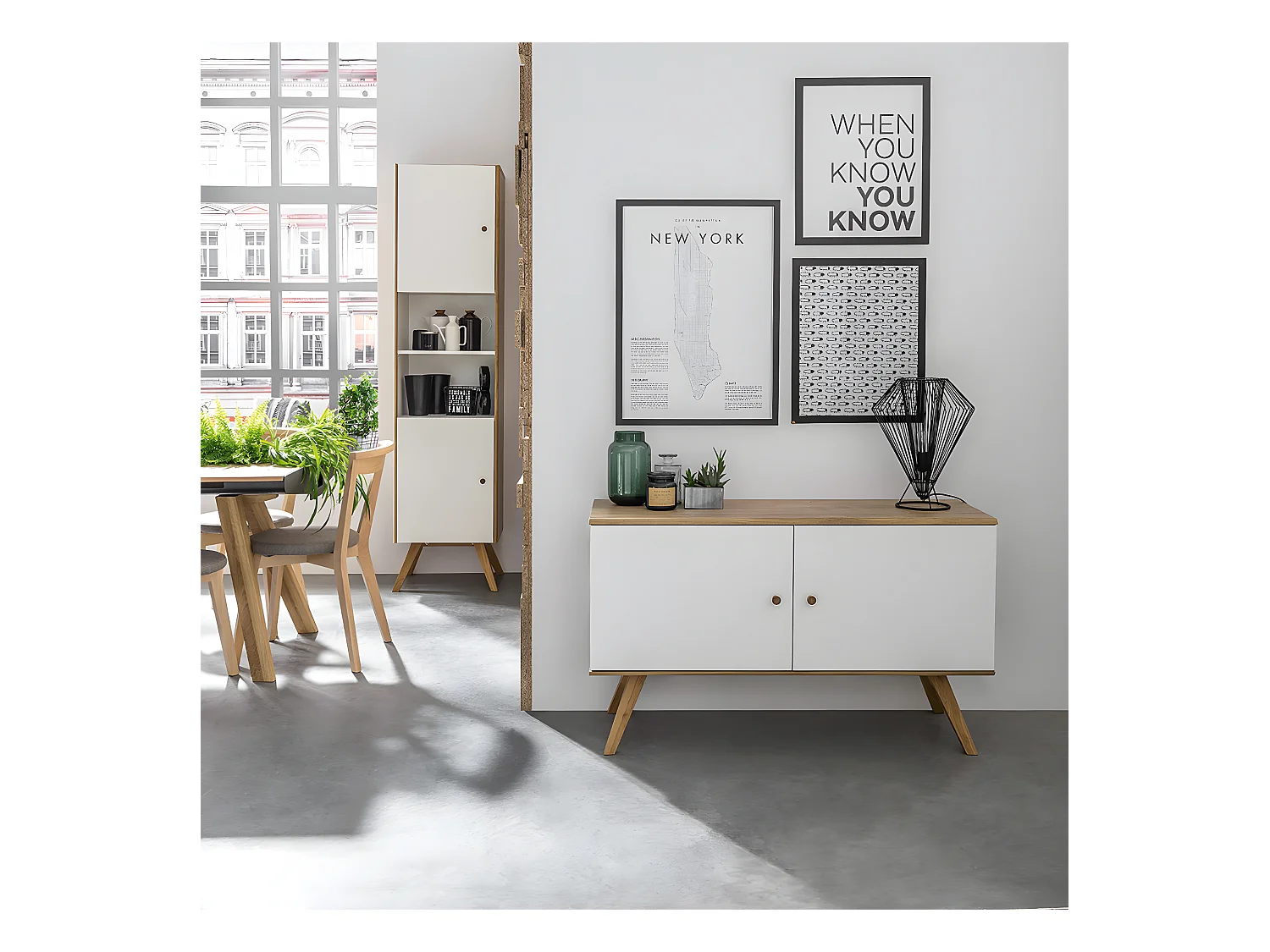 Buffet bas 2 portes Nature Blanc