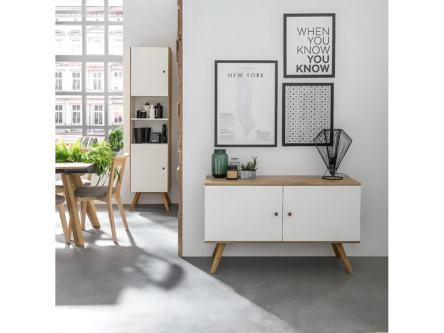 Buffet bas 2 portes Nature Blanc