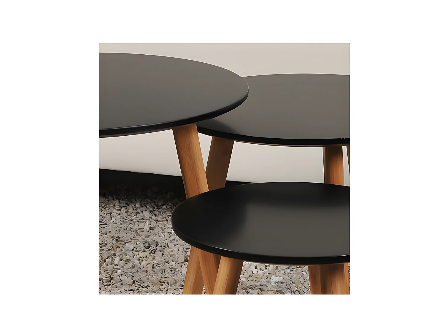 Lot de 3 tables basses gigognes VENUS / Noir