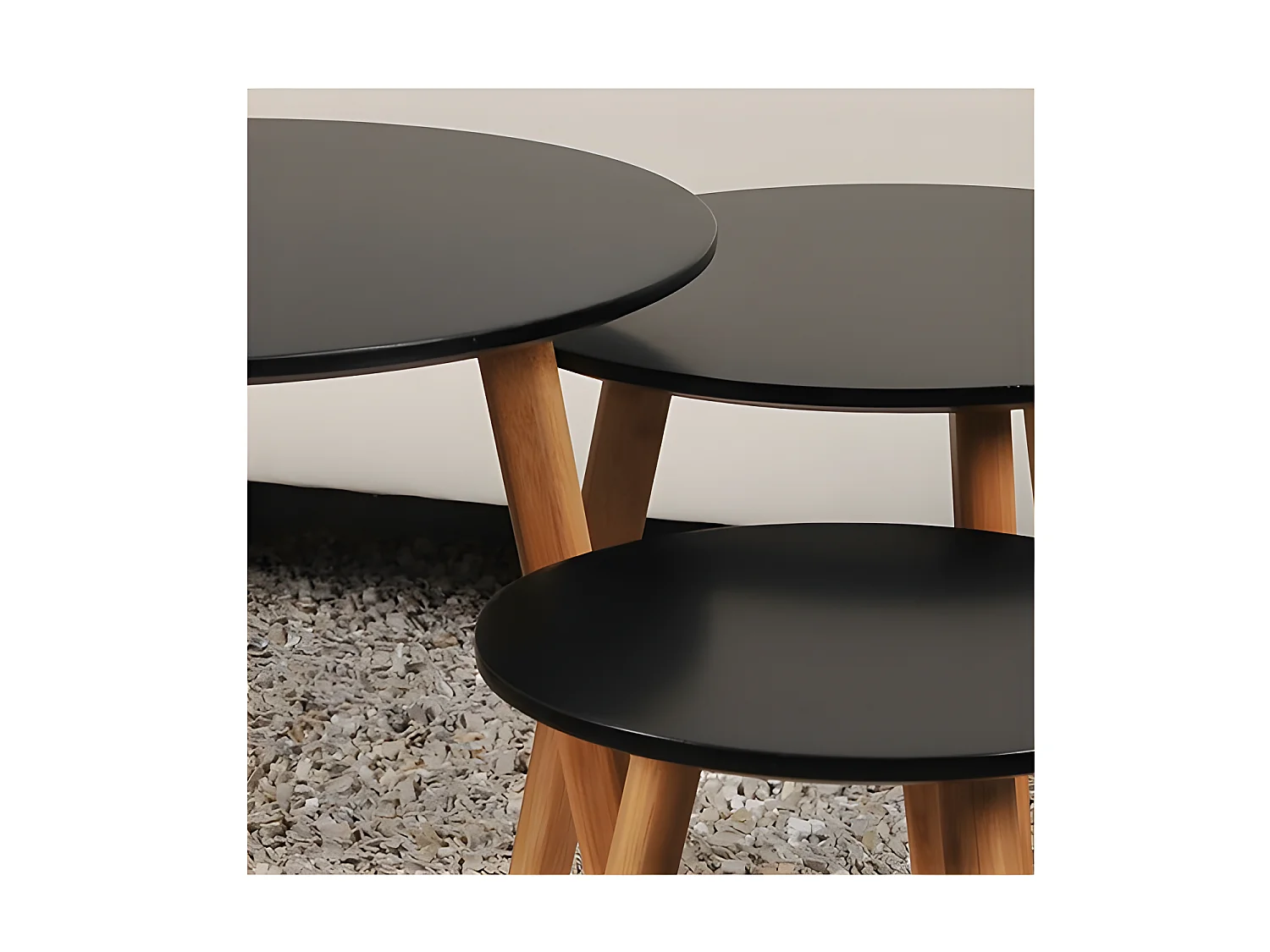 Lot de 3 tables basses gigognes VENUS / Noir