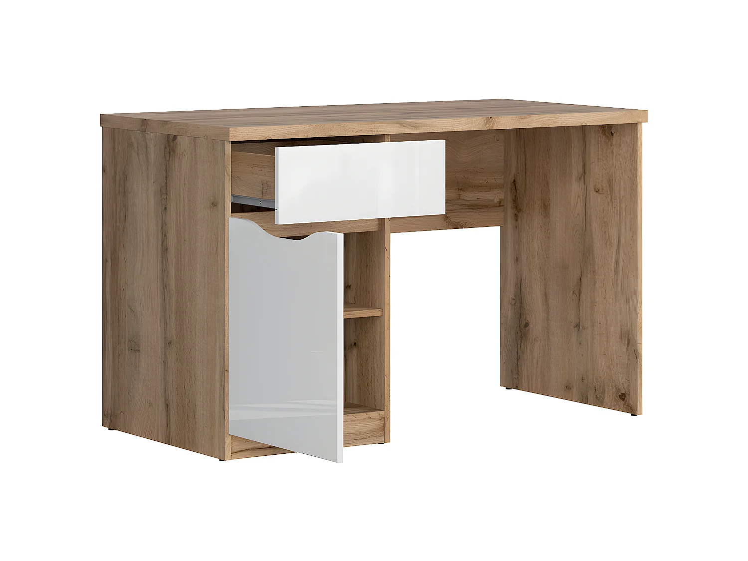 Bureau 1 tiroir 1 porte June Blanc et Bois