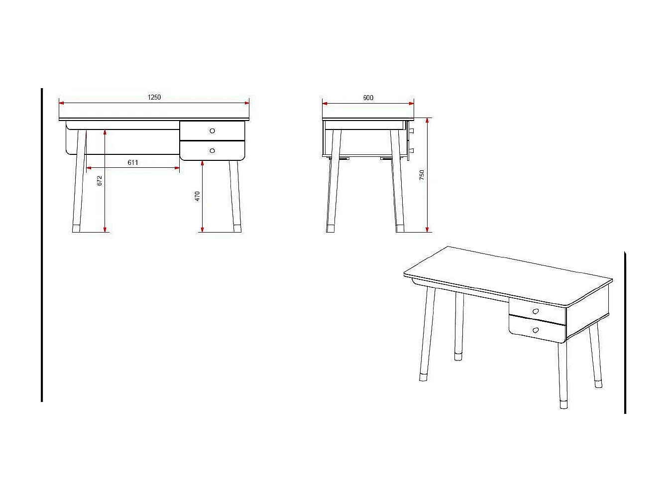 Bureau Enfant "Billy" 125cm Blanc
