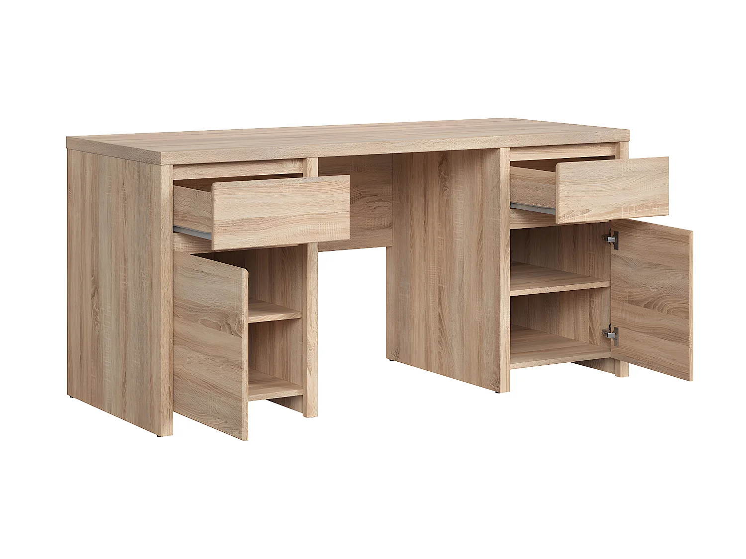 Bureau 2 portes 2 tiroirs Soren Bois