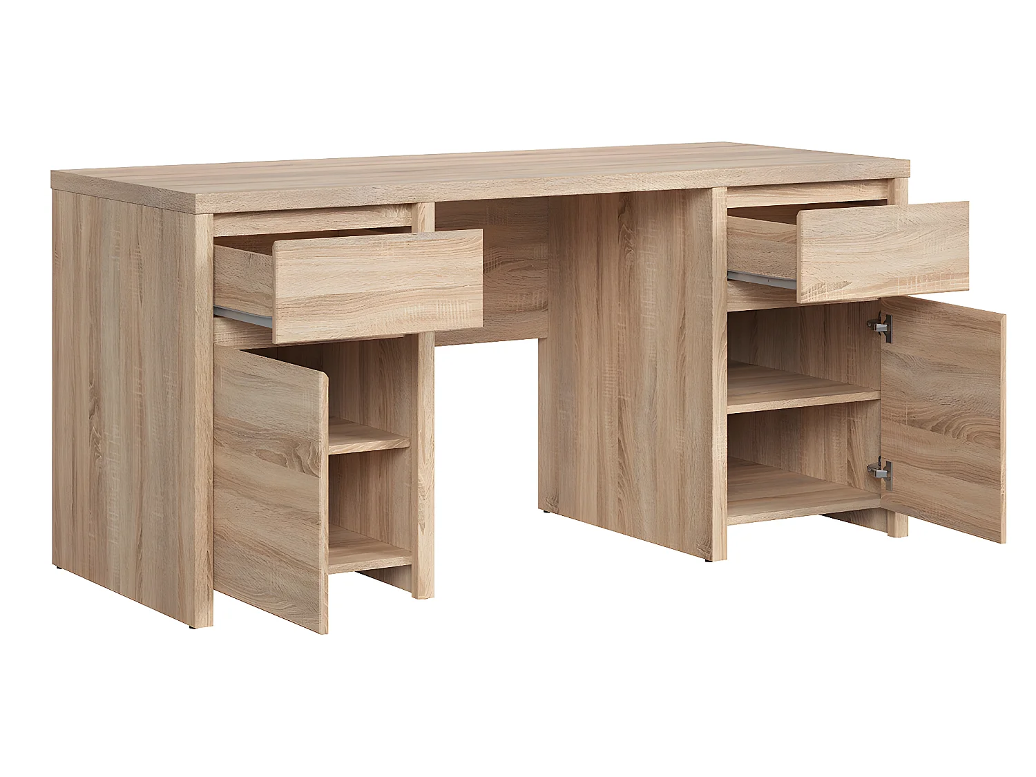 Bureau 2 portes 2 tiroirs Soren Bois