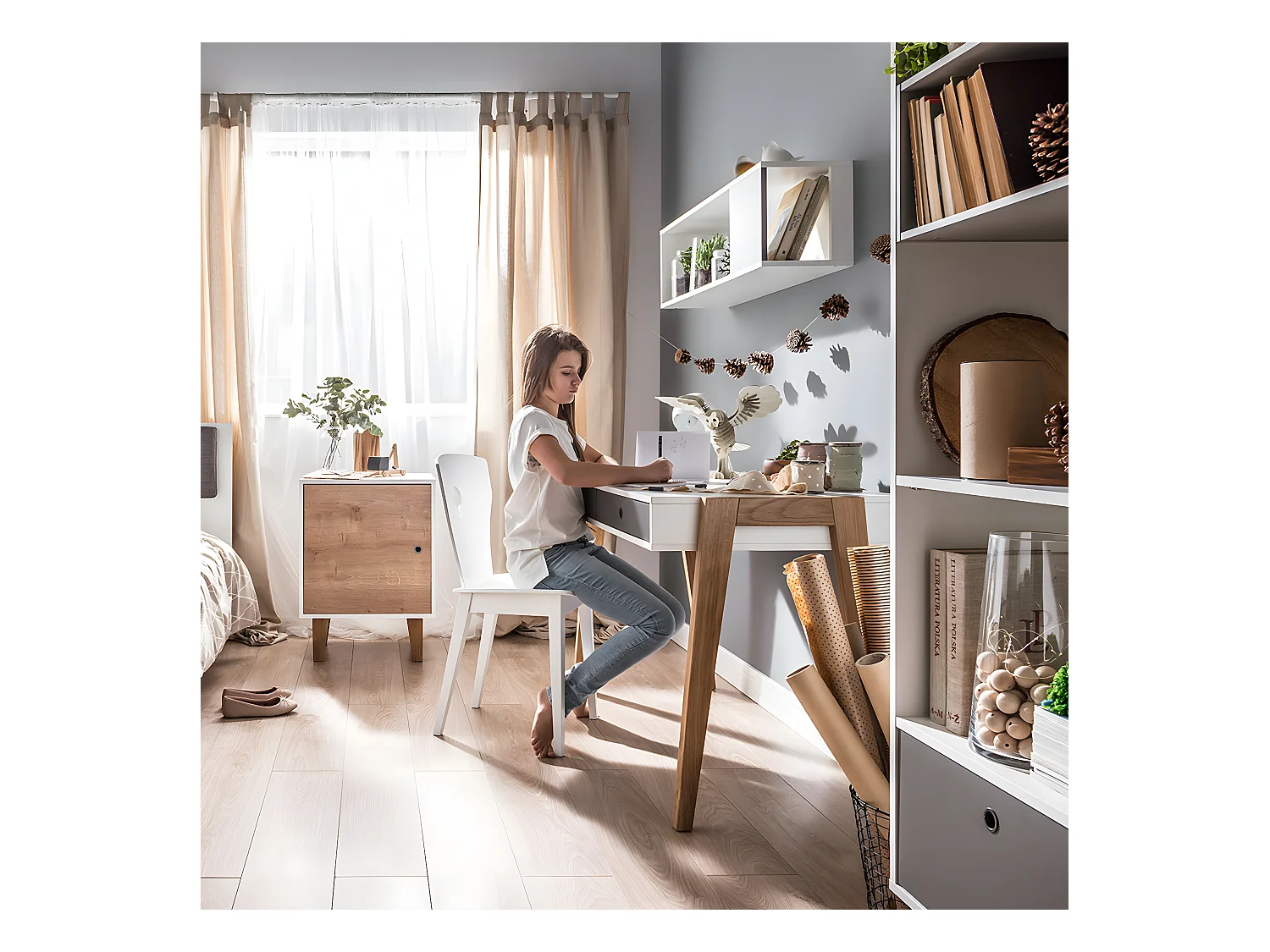 Bureau 2 tiroirs Concept Gris