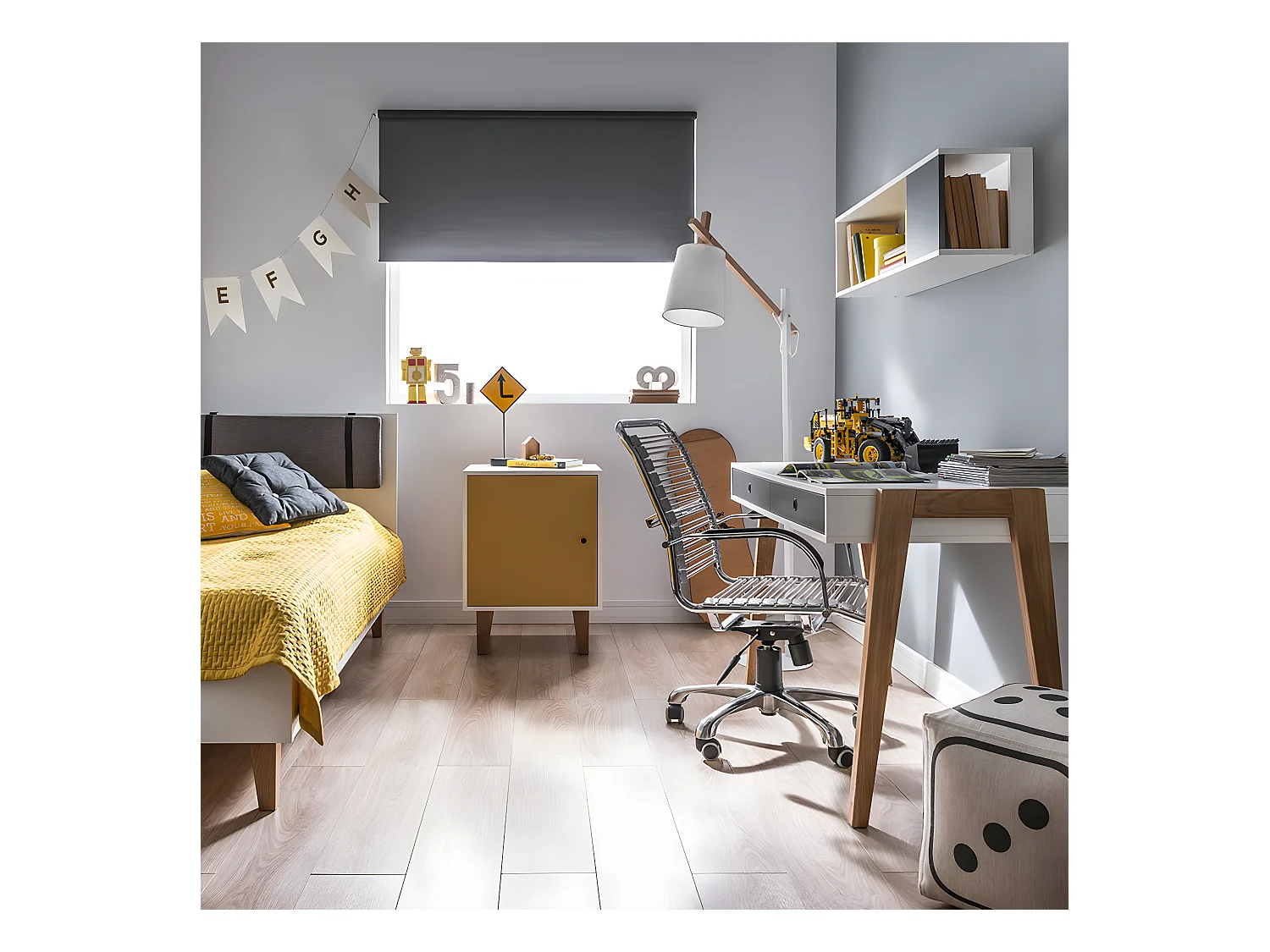 Bureau 2 tiroirs Concept Gris