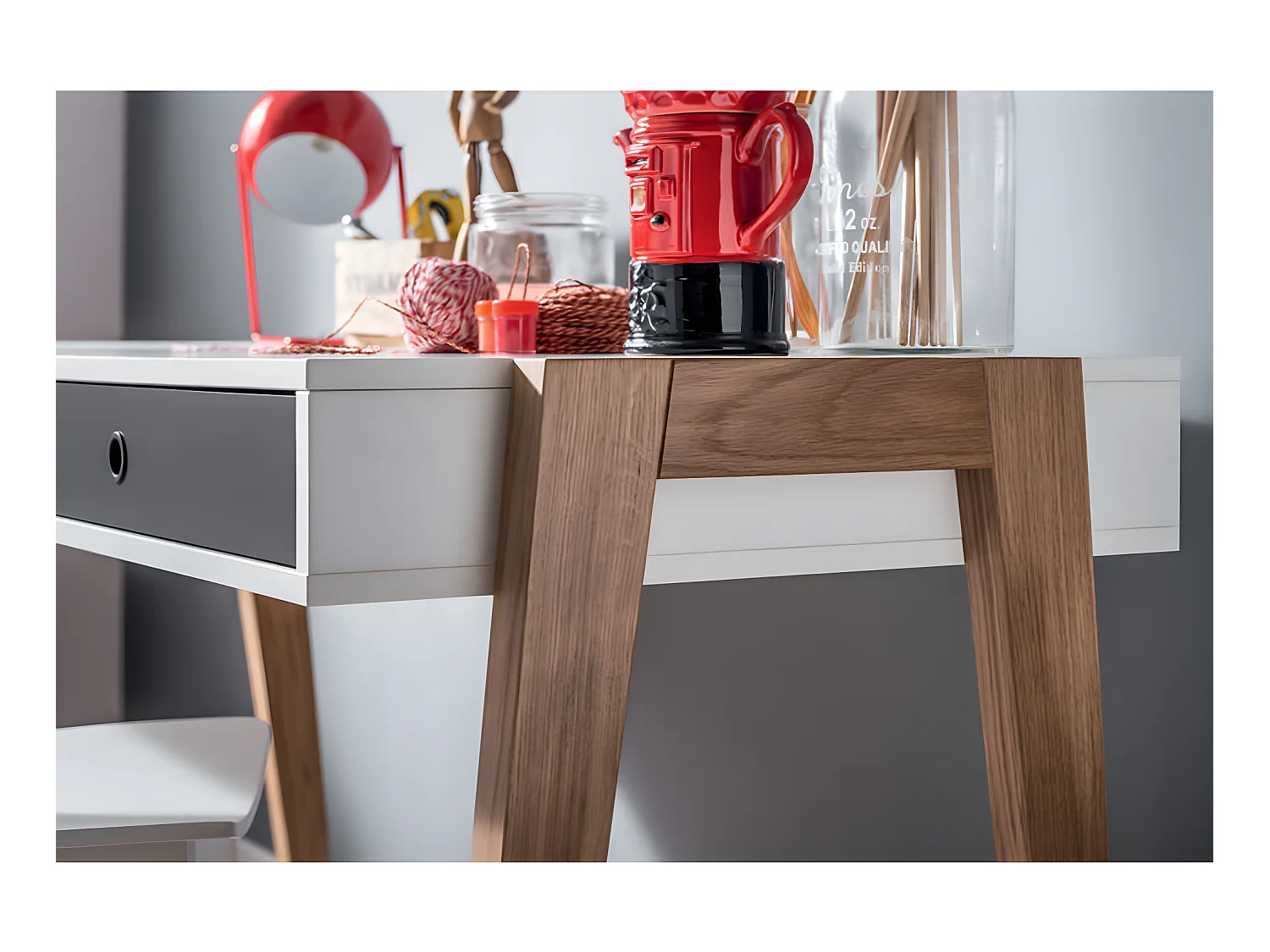 Bureau 2 tiroirs Concept Gris