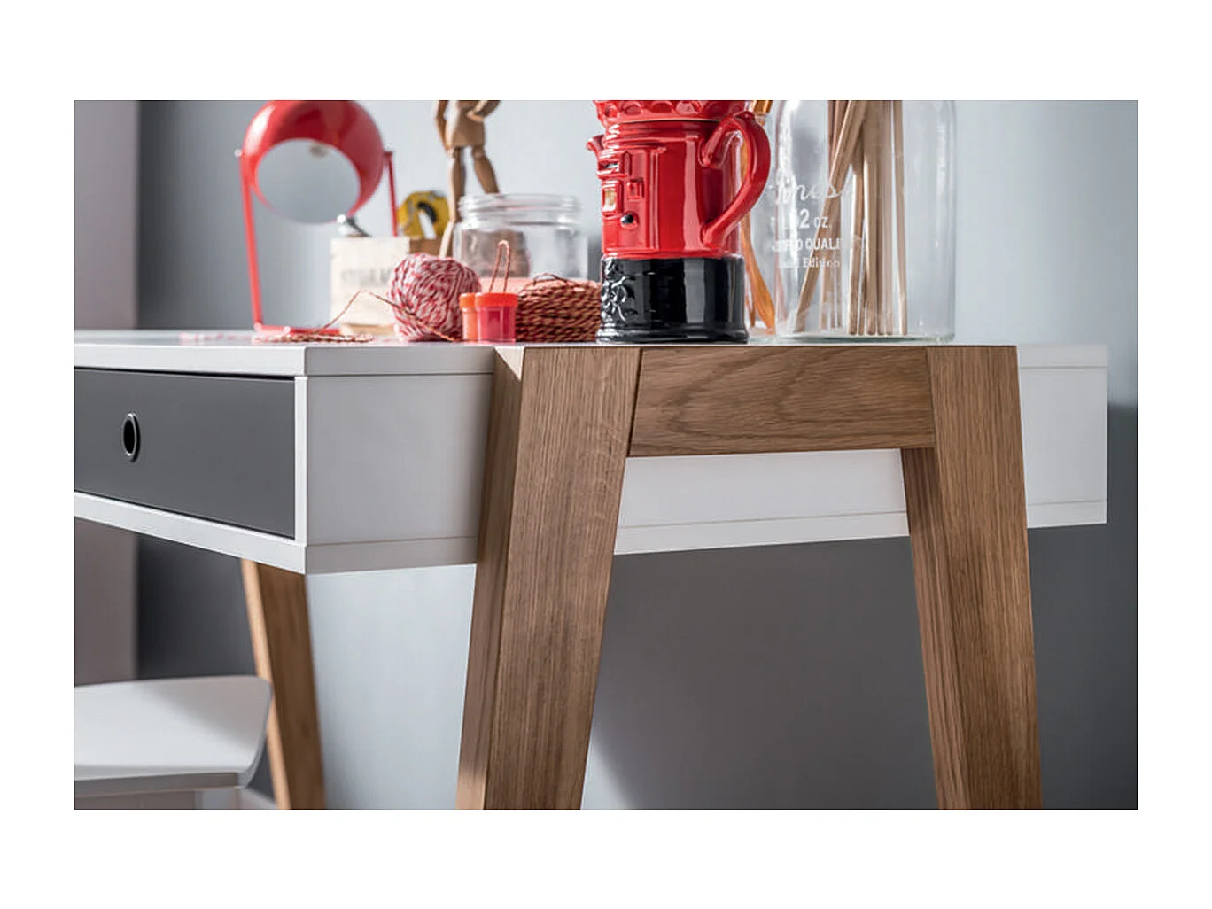 Bureau 2 tiroirs Concept Gris