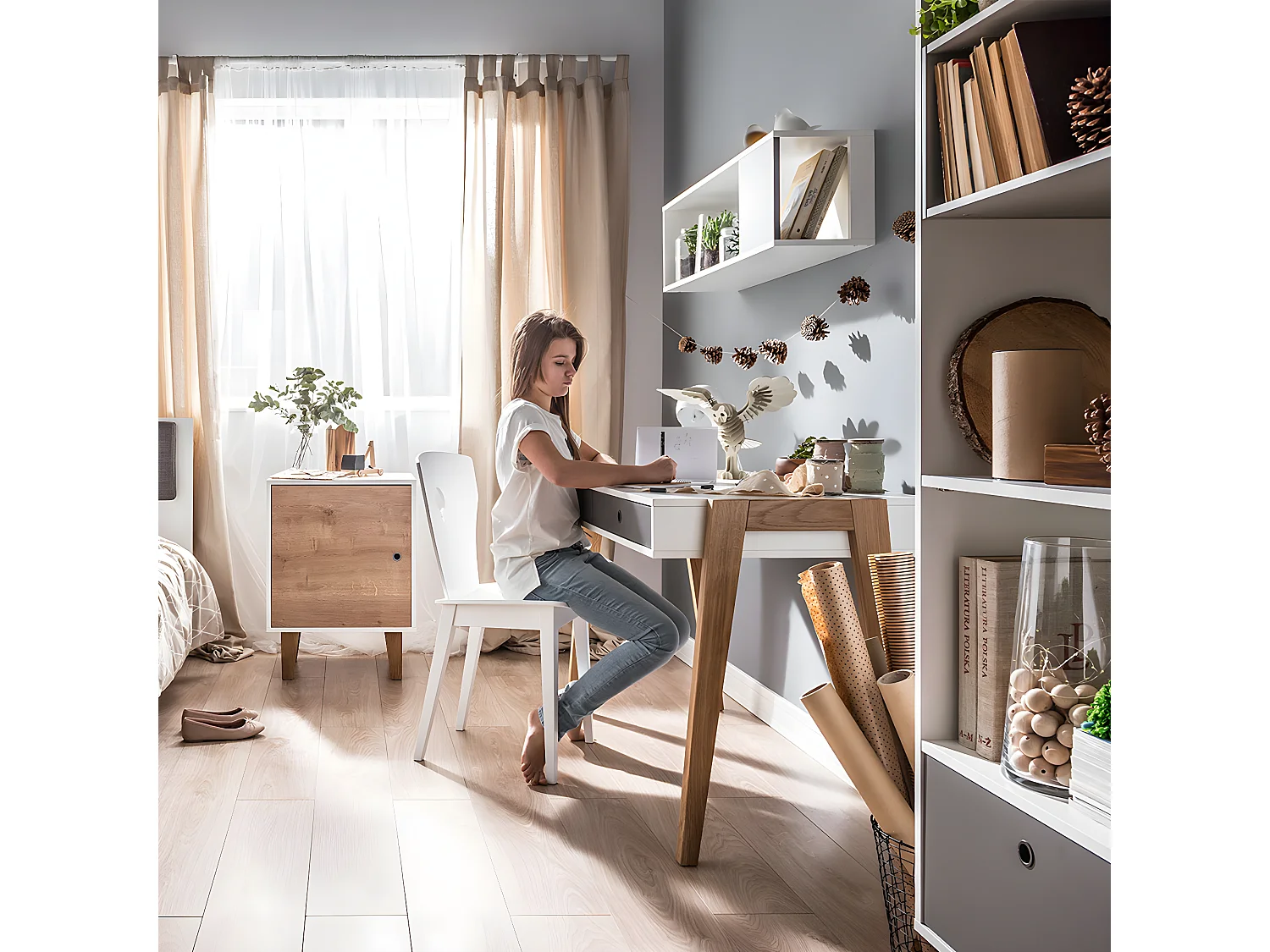 Bureau 2 tiroirs Concept Gris