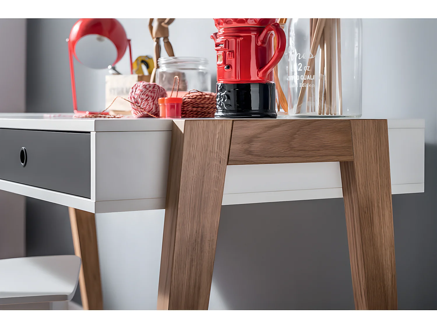 Bureau 2 tiroirs Concept Gris