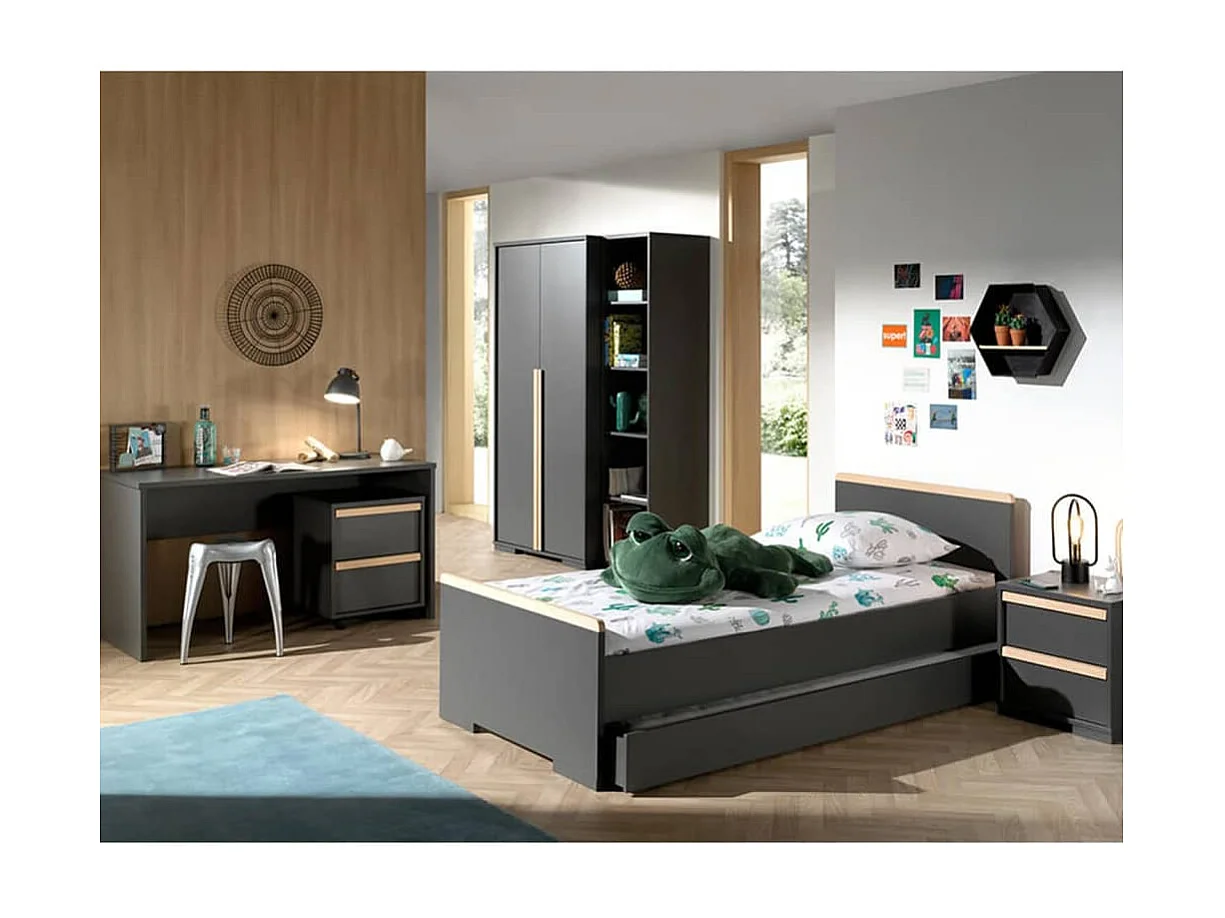 Caisson de Bureau 2 Tiroirs "London" 60cm Gris Anthracite