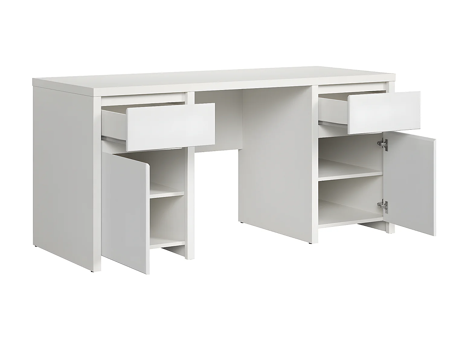 Bureau 2 portes 2 tiroirs Soren Blanc