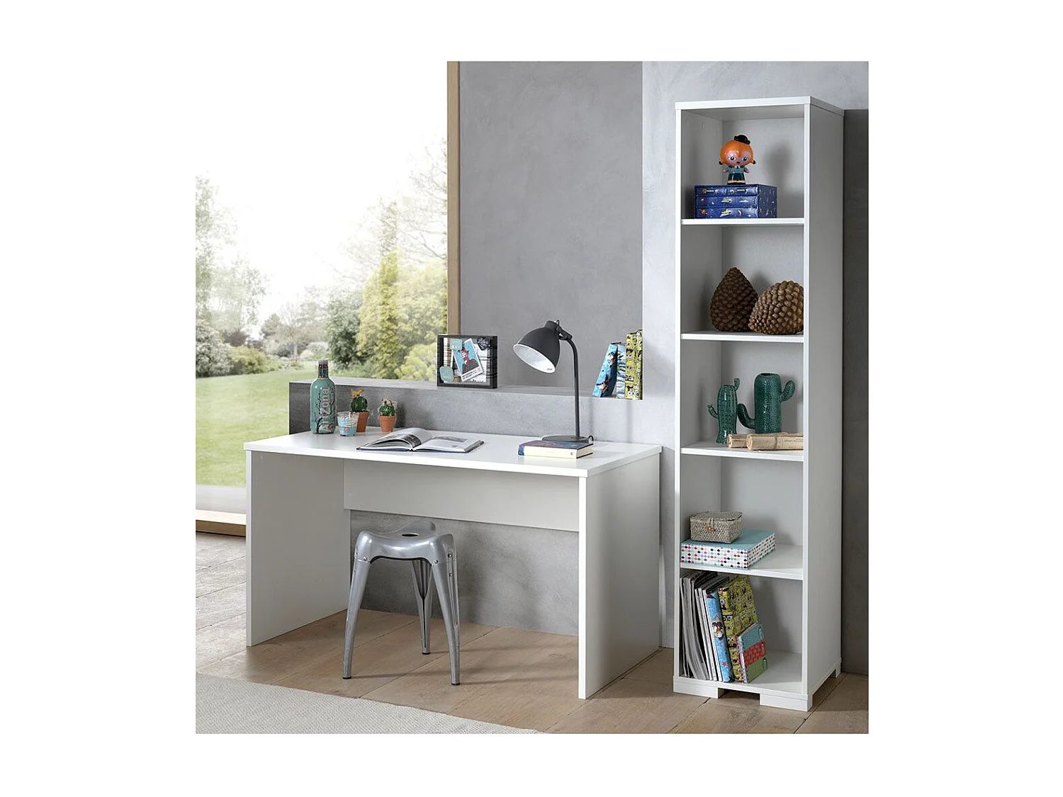 Bureau Design Enfant "London" 140cm Blanc
