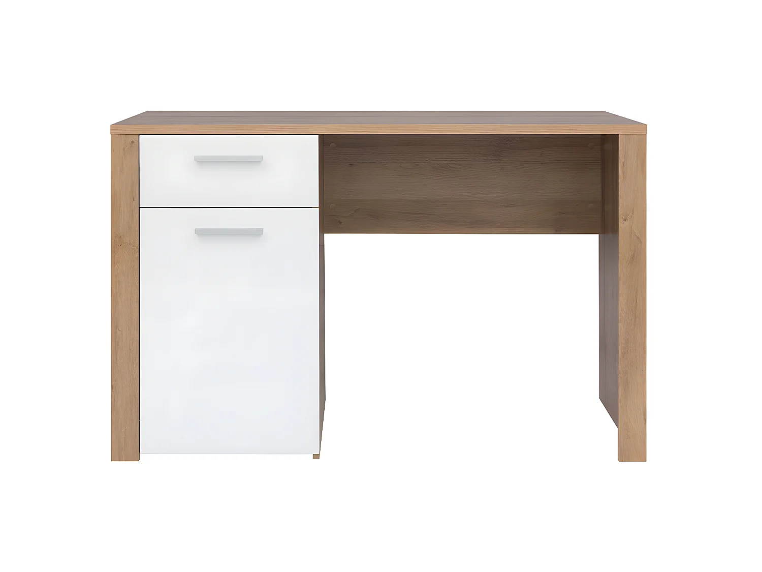 Secretária 1 porta 1 gaveta Nora branco e madeira 77cm