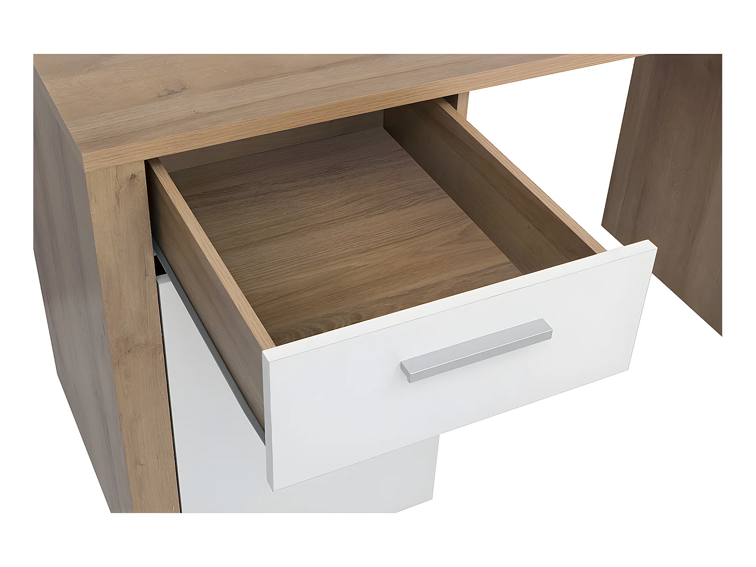 Secretária 1 porta 1 gaveta Nora branco e madeira 77cm