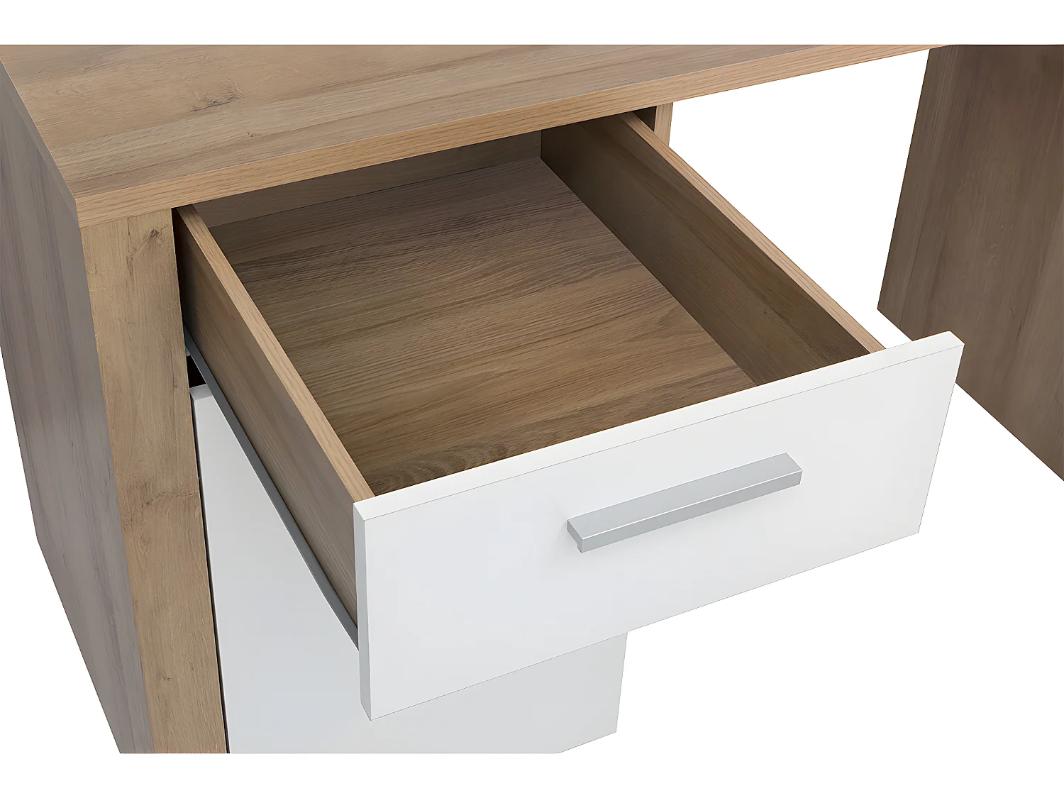 Secretária 1 porta 1 gaveta Nora branco e madeira 77cm