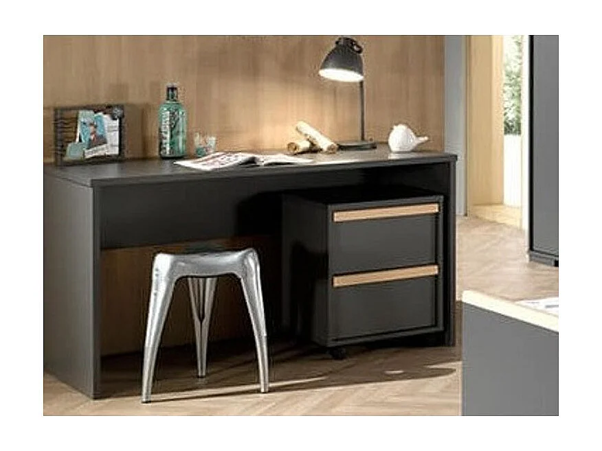 Bureau Design Enfant "London" 140cm Gris Anthracite
