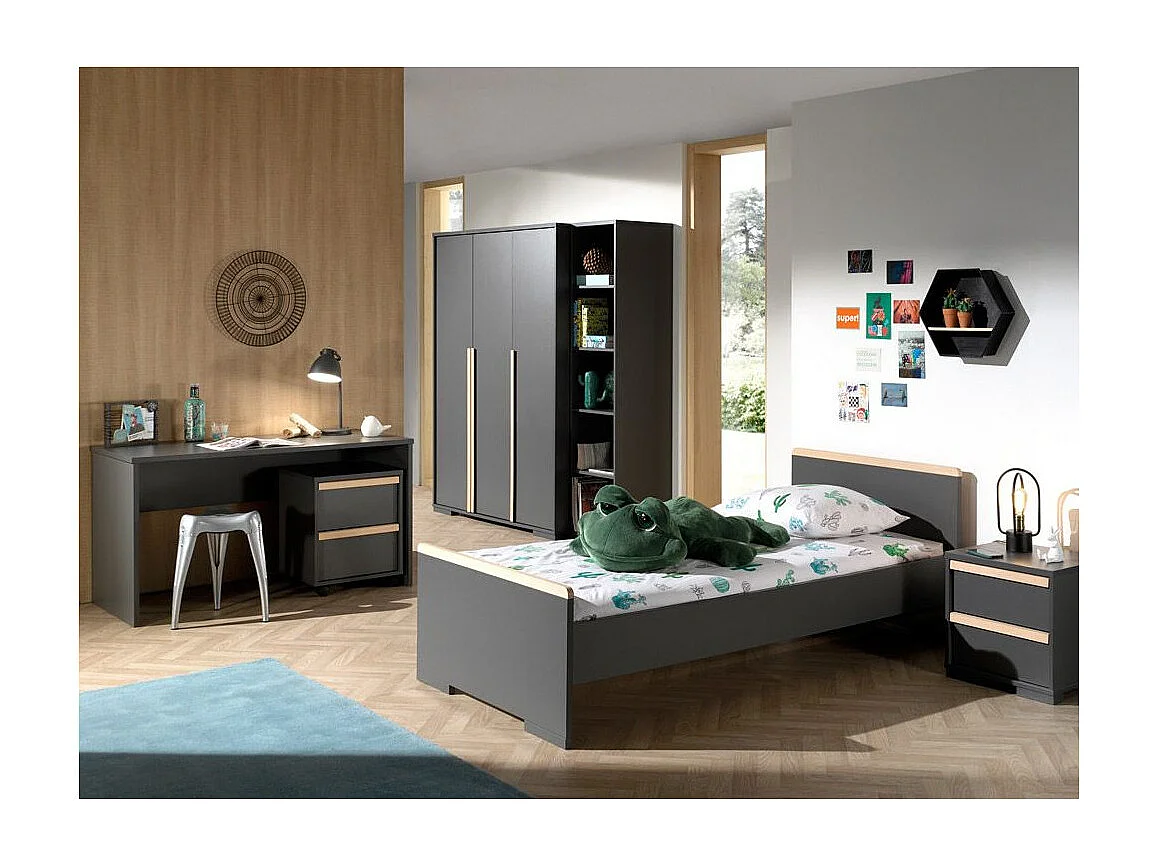 Bureau Design Enfant "London" 140cm Gris Anthracite