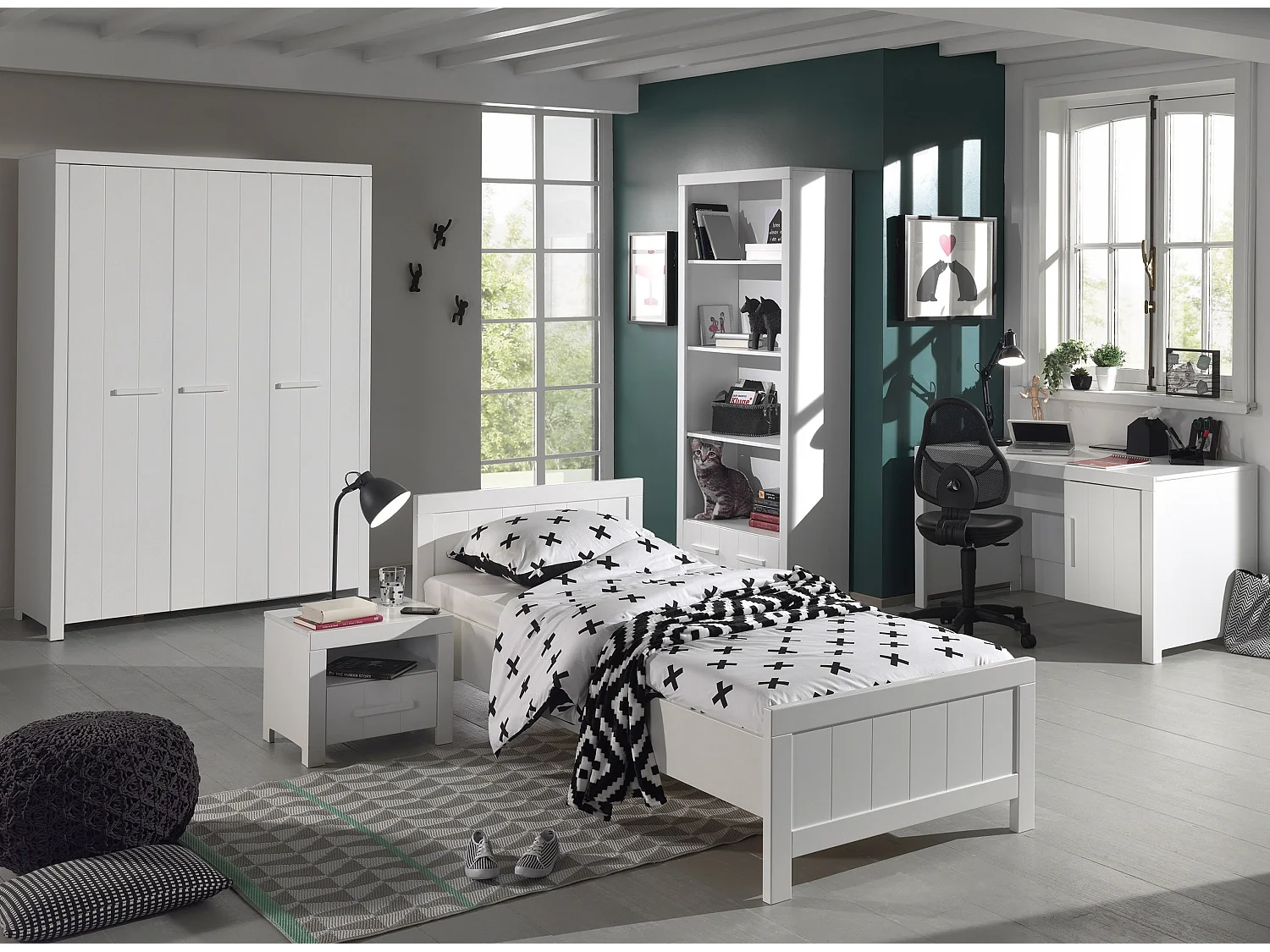 Bureau Enfant "Erik" 137cm Blanc