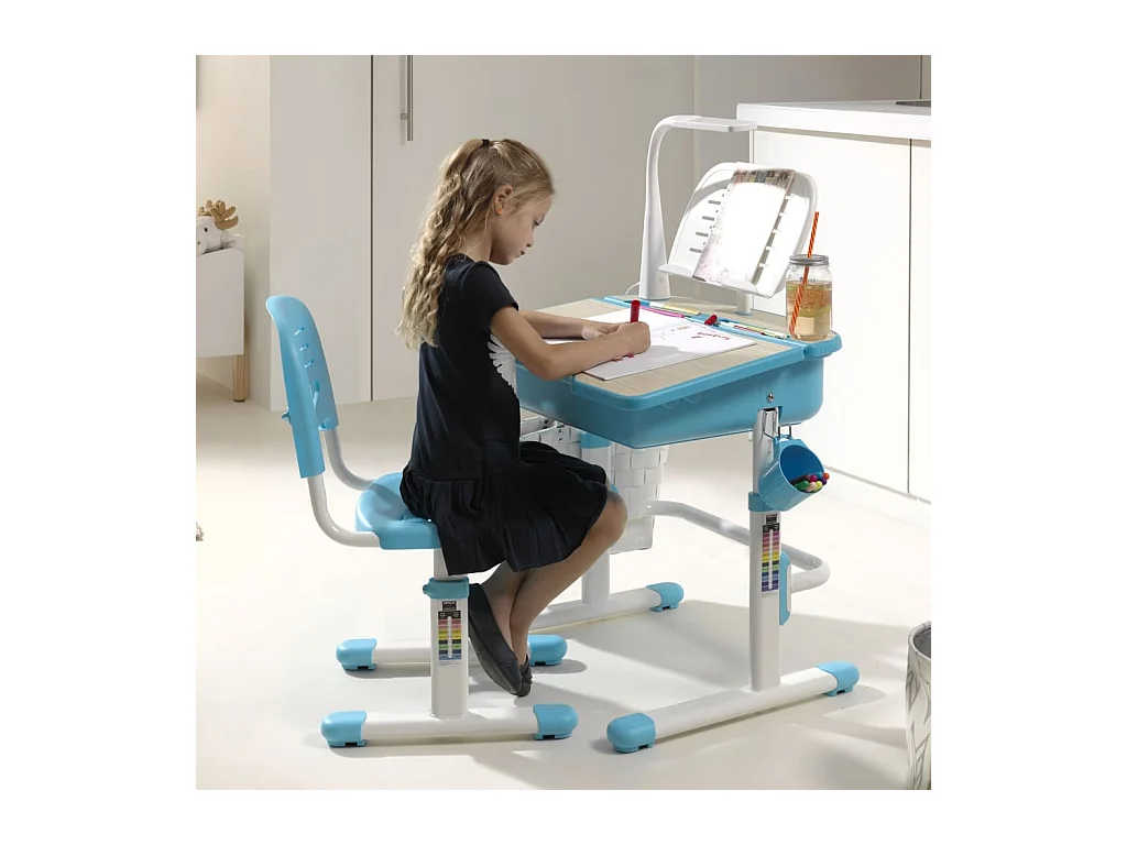 Escritorio niños regulable Comfortline 301 y silla azul blanco