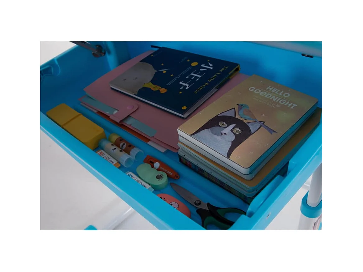 Escritorio niños regulable Comfortline 301 y silla azul blanco