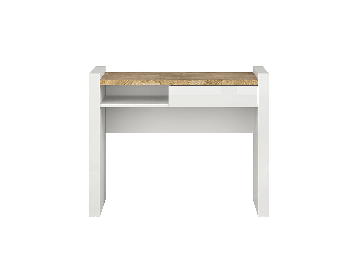 Bureau 1 tiroir 1 niche Helios Blanc laqué et Bois