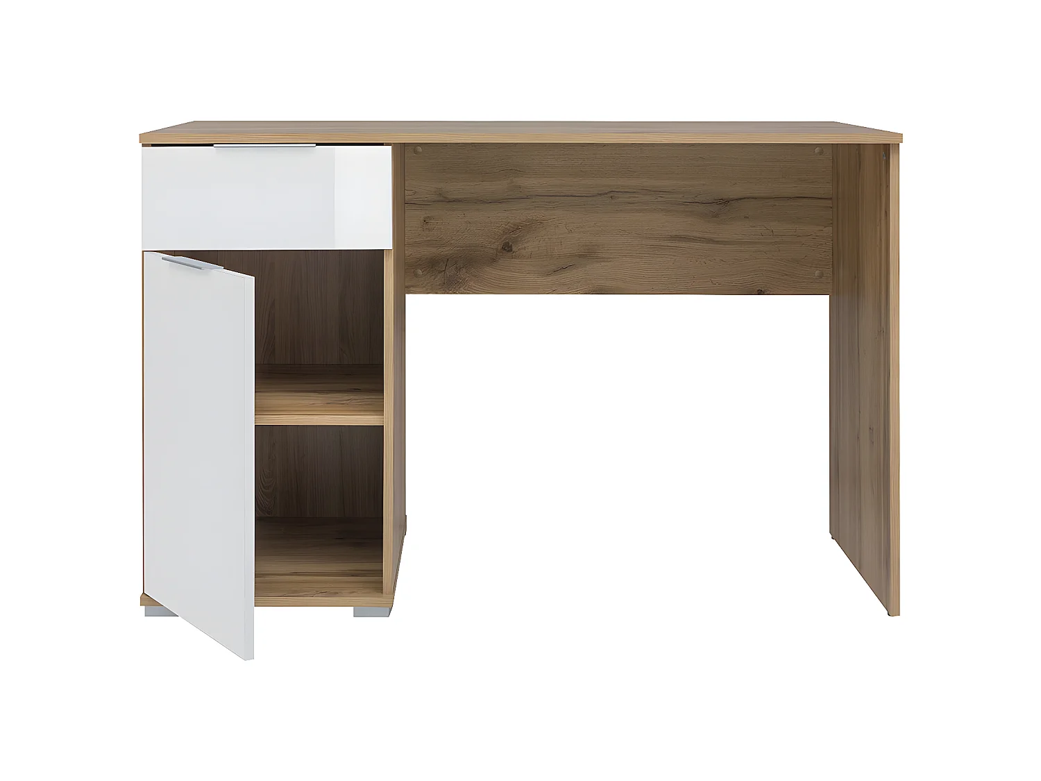 Bureau 1 porte 1 tiroir Selma Blanc et Bois