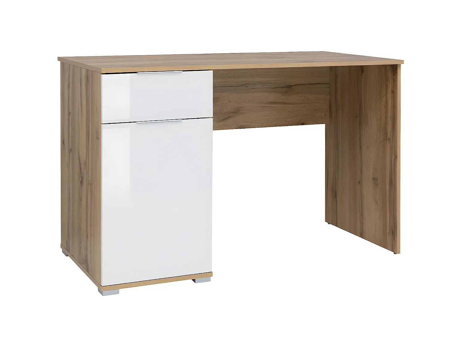 Bureau 1 porte 1 tiroir Selma Blanc et Bois