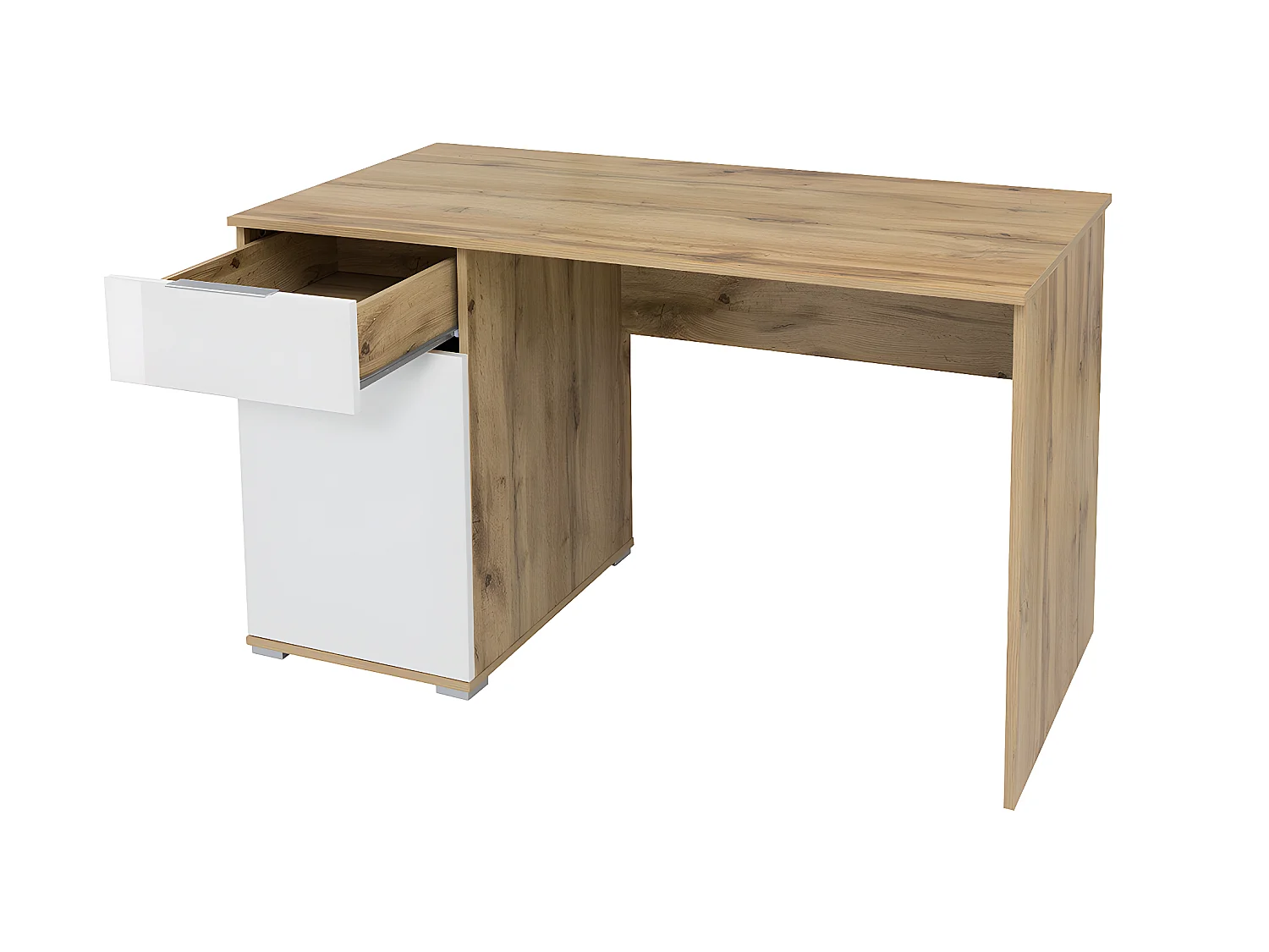 Bureau 1 porte 1 tiroir Selma Blanc et Bois