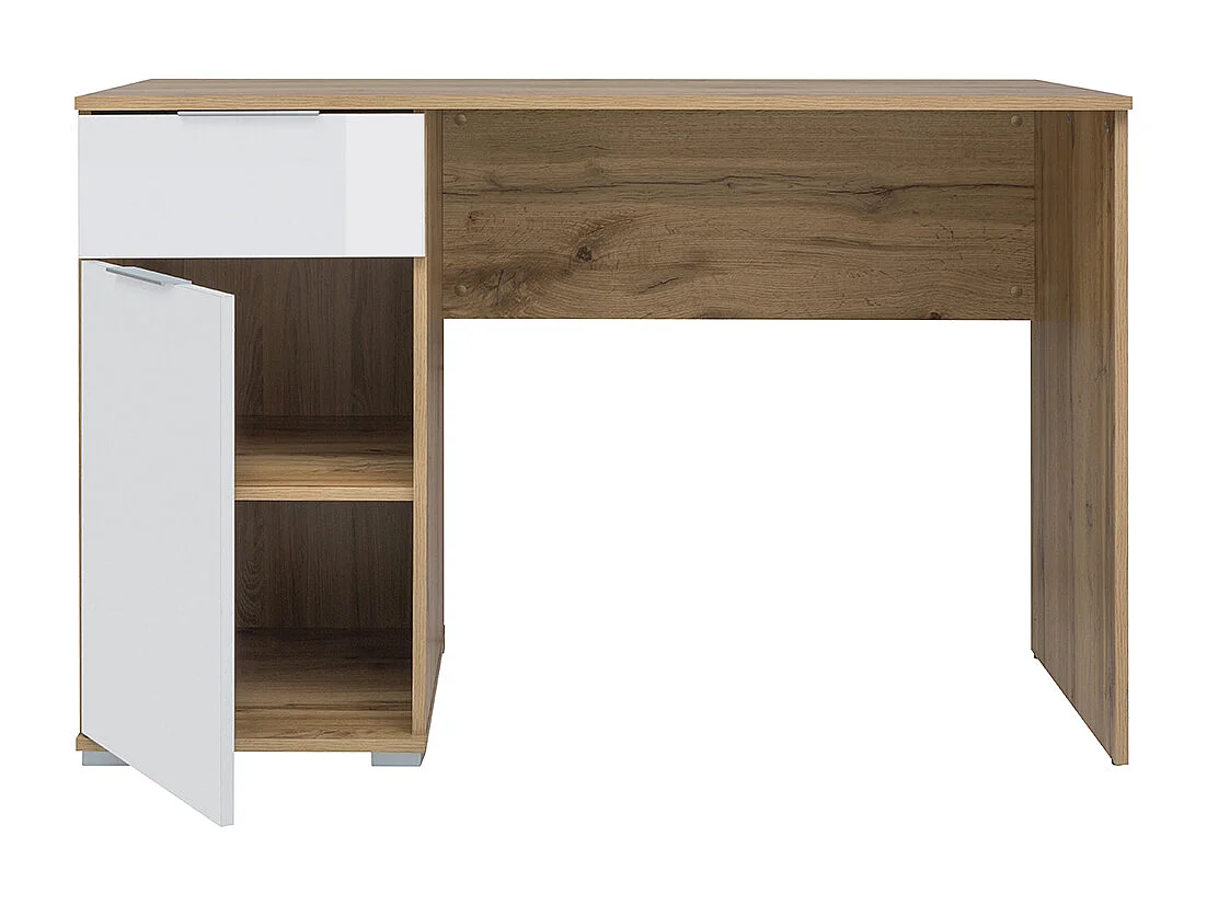 Bureau 1 porte 1 tiroir Selma Blanc et Bois