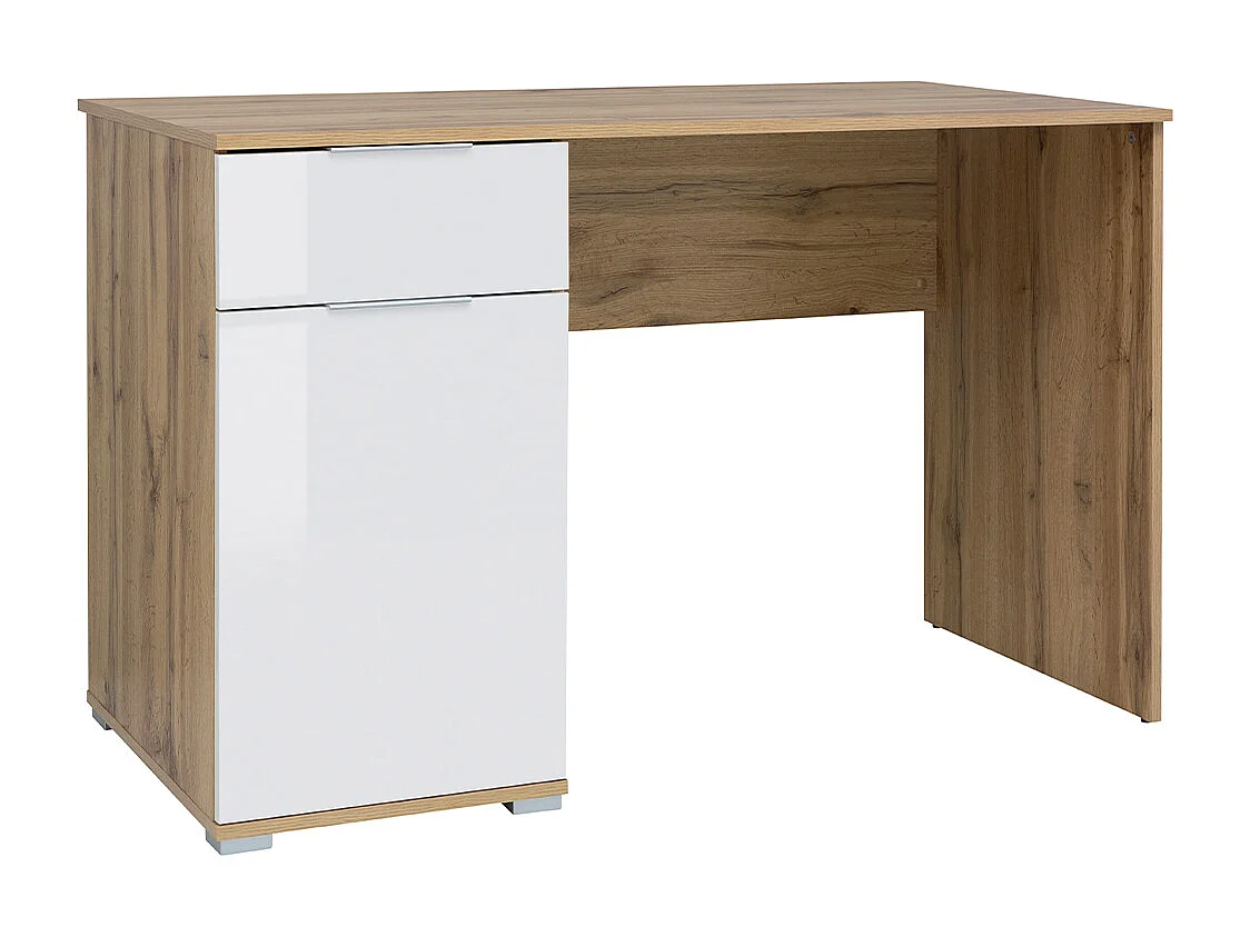 Bureau 1 porte 1 tiroir Selma Blanc et Bois