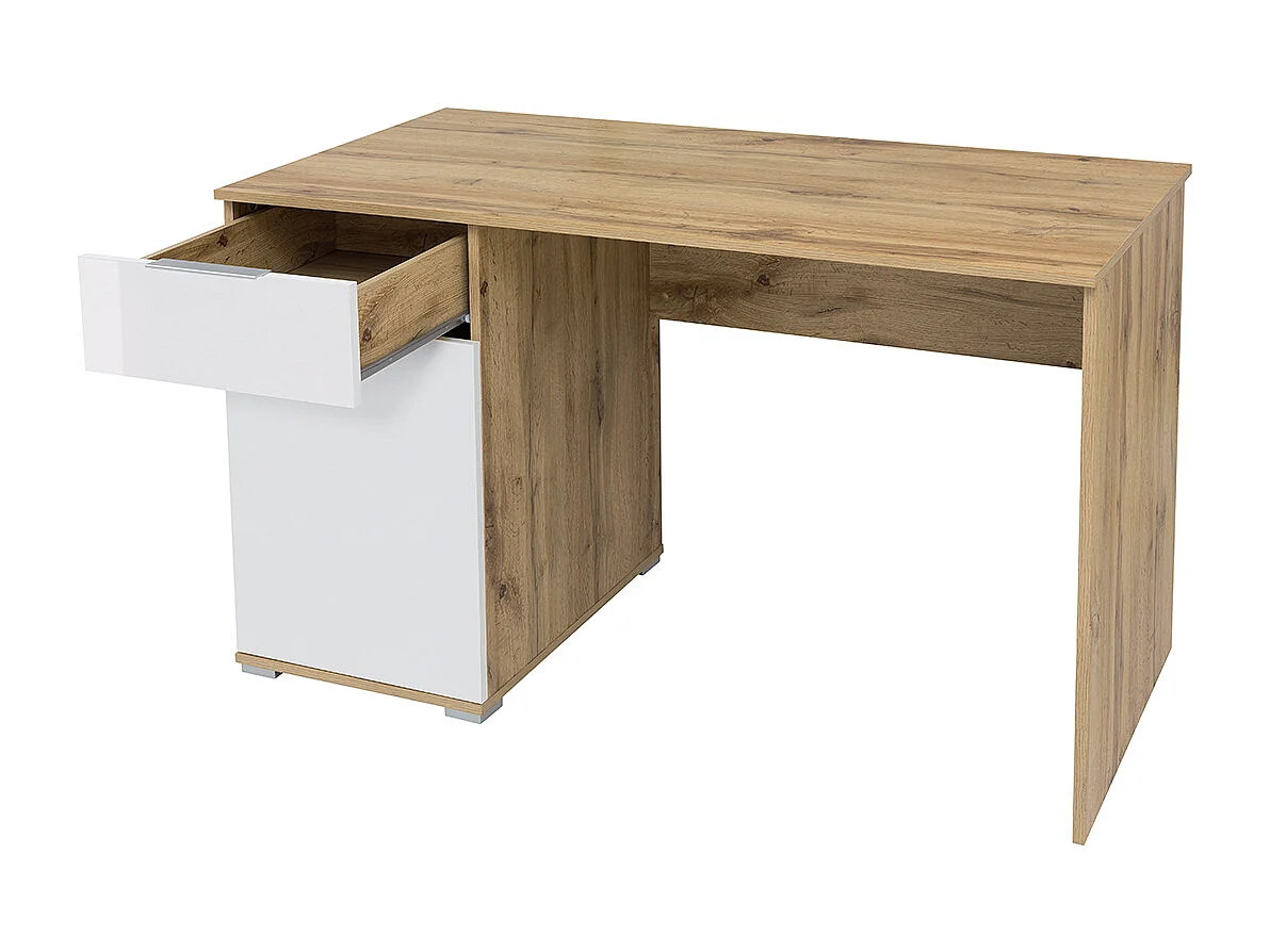 Bureau 1 porte 1 tiroir Selma Blanc et Bois