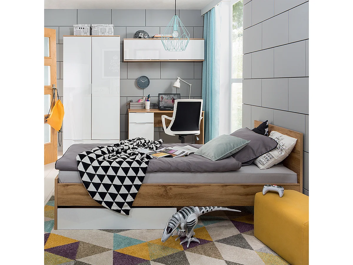 Bureau 1 porte 1 tiroir Selma Blanc et Bois